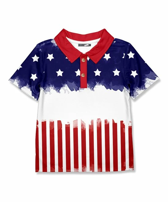 Buy π Millie & Maxx Red & Navy Watercolor Stars & Stripes Polo - Toddler & Boys For Kids π 1 Buy π Millie & Maxx Red & Navy Watercolor Stars & Stripes Polo - Toddler & Boys For Kids π