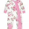 Discount 👏 Little Millie Pink & White Wedding Floral Asymmetrical Ruffle-Trim Footie - Infant For Baby & Maternity 🔥