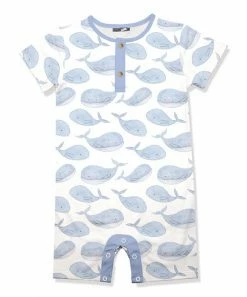 Outlet 😍 Little Millie White & Blue Whale Short-Sleeve Romper - Infant For Baby & Maternity 🔥