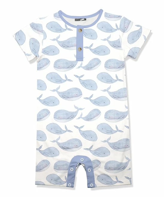 Outlet π Little Millie White & Blue Whale Short-Sleeve Romper - Infant For Baby & Maternity π₯ 1 Outlet π Little Millie White & Blue Whale Short-Sleeve Romper - Infant For Baby & Maternity π₯