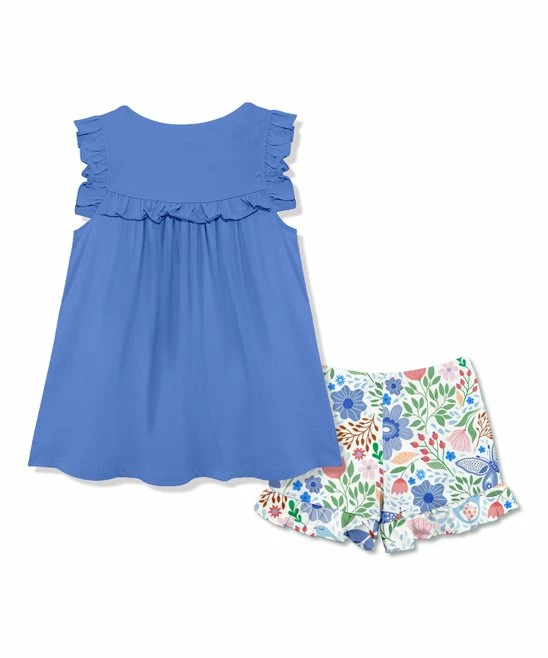 Best Pirce π― Millie Loves Lily Marina Blue Ruffle Babydoll Top & Butterfly Garden Ruffle Shorts - Infant, Toddler & π§ Girls For Kids β€οΈ 3 Best Pirce π― Millie Loves Lily Marina Blue Ruffle Babydoll Top & Butterfly Garden Ruffle Shorts - Infant, Toddler & π§ Girls For Kids β€οΈ - Image 3