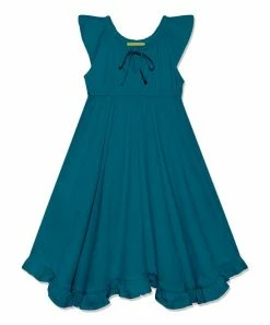 Coupon 👍 Simply Millie By Millie Loves Lily Teal Bow Ruffle-Hem Angel-Sleeve 👗 Dress - Toddler & 👧 Girls For Kids 👍