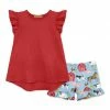 Coupon 😉 Millie Loves Lily Red Angel-Sleeve Hi-Low Top & Light Blue Farm Ruffle Shorts - Toddler & 👧 Girls For Kids 😍
