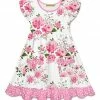 Promo 💯 Millie Loves Lily White & Pink Wedding Floral Patch-Pocket Angel-Sleeve 👗 Dress - Toddler & 👧 Girls For Kids 🧨