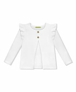 Best Pirce 🧨 Simply Millie By Millie Loves Lily White Ruffle Double-Button Cardigan - Infant, Toddler & 👧 Girls For Kids ⌛