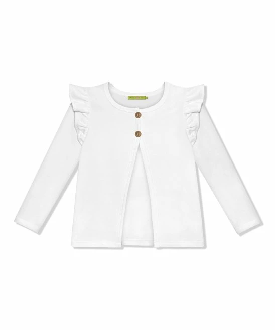 Best Pirce 𧨠Simply Millie By Millie Loves Lily White Ruffle Double-Button Cardigan - Infant, Toddler & π§ Girls For Kids β 1 Best Pirce 𧨠Simply Millie By Millie Loves Lily White Ruffle Double-Button Cardigan - Infant, Toddler & π§ Girls For Kids β