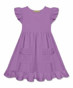 Promo 👍 Simply Millie By Millie Loves Lily Purple Patch-Pocket Angel-Sleeve 👗 Dress - Toddler & 👧 Girls For Kids ✨