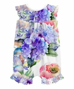 Deals 🔔 Little Millie Purple & Pink Hydrangea Watercolor Angel-Sleeve Romper - Infant & Toddler For Kids 🥰 -Little Millie-shop zu108297878 alt 2 tm1665506249