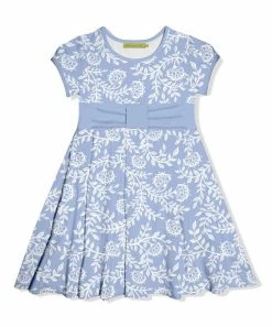 Discount ✔️ Millie Loves Lily Periwinkle & White Vine Floral Bow Cap-Sleeve 👗 Dress - Toddler & 👧 Girls For Kids 👍