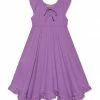 Promo ✔️ Millie Loves Lily Purple Bow Ruffle-Hem Angel-Sleeve 👗 Dress - Toddler & 👧 Girls For Kids ✨