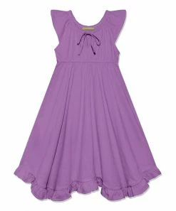 Promo ✔️ Millie Loves Lily Purple Bow Ruffle-Hem Angel-Sleeve 👗 Dress - Toddler & 👧 Girls For Kids ✨