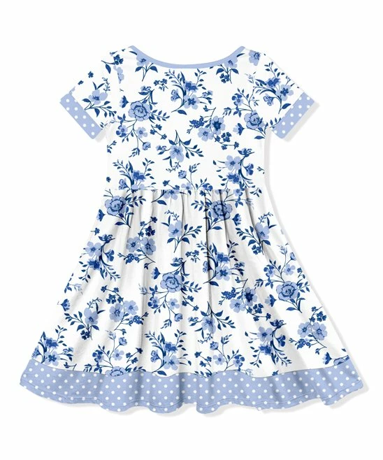 Flash Sale π₯ Millie Loves Lily White & Blue Simrin Floral Button-Front A-Line π Dress - Infant, Toddler & π§ Girls For Kids β€οΈ 3 Flash Sale π₯ Millie Loves Lily White & Blue Simrin Floral Button-Front A-Line π Dress - Infant, Toddler & π§ Girls For Kids β€οΈ - Image 3