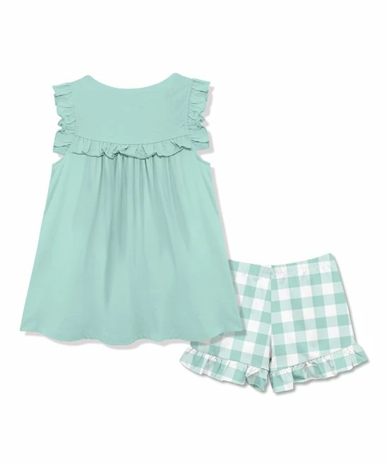 Top 10 π Millie Loves Lily Mint Ruffle Babydoll Top & Gingham Ruffle Shorts - Infant, Toddler & π§ Girls For Kids π 2 Top 10 π Millie Loves Lily Mint Ruffle Babydoll Top & Gingham Ruffle Shorts - Infant, Toddler & π§ Girls For Kids π - Image 2