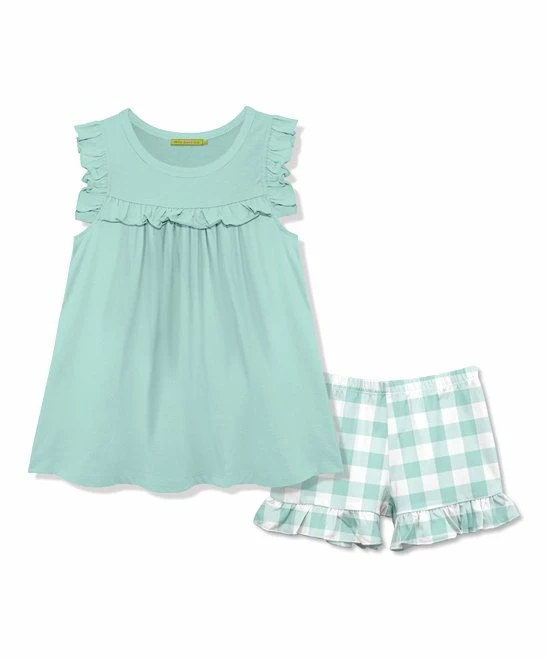 Top 10 π Millie Loves Lily Mint Ruffle Babydoll Top & Gingham Ruffle Shorts - Infant, Toddler & π§ Girls For Kids π 1 Top 10 π Millie Loves Lily Mint Ruffle Babydoll Top & Gingham Ruffle Shorts - Infant, Toddler & π§ Girls For Kids π