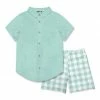 Buy ❤️ Millie & Maxx Mint Short-Sleeve Button-Up & White Gingham Pocket Shorts - Toddler & Boys For Kids 👏
