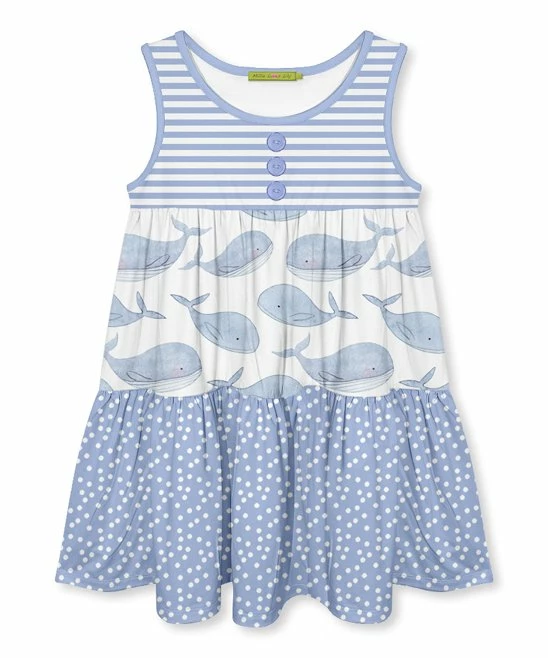 Outlet 𧨠Millie Loves Lily Periwinkle Stripe Whale Tiered Sleeveless π Dress - Infant, Toddler & π§ Girls For Kids π 1 Outlet 𧨠Millie Loves Lily Periwinkle Stripe Whale Tiered Sleeveless π Dress - Infant, Toddler & π§ Girls For Kids π