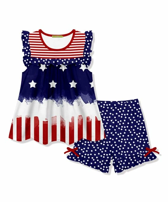 Outlet π Millie Loves Lily Red & Navy Star Angel-Sleeve Top & Dot Shorts - Toddler & π§ Girls For Kids π₯ 1 Outlet π Millie Loves Lily Red & Navy Star Angel-Sleeve Top & Dot Shorts - Toddler & π§ Girls For Kids π₯