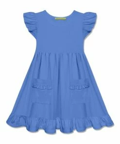 Cheap 🎉 Simply Millie By Millie Loves Lily Marina Blue Patch-Pocket Angel-Sleeve 👗 Dress - Toddler & 👧 Girls For Kids 🌟