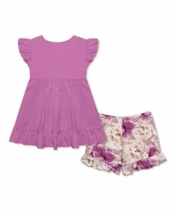 Cheapest 👏 Millie Loves Lily Violet Angel-Sleeve Top & Double Rose Ruffle Shorts - Infant, Toddler & 👧 Girls For Kids 🔔 -Little Millie-shop zu108305012 alt 2 tm1665506249