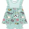 Cheap 🌟 Little Millie Mint & White Farm Animals 👗 Skirted Bubble Romper - Infant & Toddler For Kids 😉
