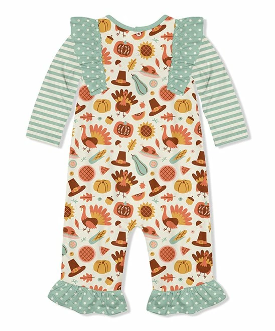 Flash Sale π Little Millie Cream & Sage Turkey Ruffle-Trim Playsuit - Infant For Baby & Maternity 𧨠3 Flash Sale π Little Millie Cream & Sage Turkey Ruffle-Trim Playsuit - Infant For Baby & Maternity 𧨠- Image 3