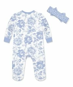 Best deal ⌛ Little Millie Periwinkle Floral Ruffle-Accent Footie & White Dot Headband - Infant For Baby & Maternity 🥰 -Little Millie-shop zu108372168 alt 2 tm1663693672