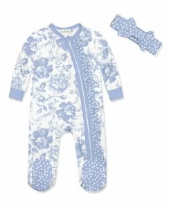 Best deal ⌛ Little Millie Periwinkle Floral Ruffle-Accent Footie & White Dot Headband - Infant For Baby & Maternity 🥰