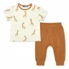 Cheap ✔️ Little Millie Cream Giraffe Button-Snap Tee & Rust Joggers - Infant For Baby & Maternity ❤️