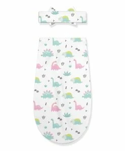 Cheap 🔥 Little Millie White Baby Dino Swaddling Blanket & Light Blue Headband For Baby & Maternity 😀 -Little Millie-shop zu108372221 alt 2 tm1663693672