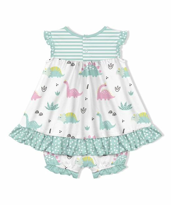 Best reviews of 𧨠Little Millie White & Light Blue Stripe Baby Dino Angel-Sleeve Bubble Romper - Infant & Toddler For Kids π 3 Best reviews of 𧨠Little Millie White & Light Blue Stripe Baby Dino Angel-Sleeve Bubble Romper - Infant & Toddler For Kids π - Image 3