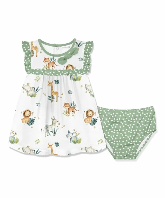 Cheapest π Little Millie White Animals Ruffle-Accent A-Line π Dress & Sage Dot Diaper Cover - Infant For Baby & Maternity 𧨠1 Cheapest π Little Millie White Animals Ruffle-Accent A-Line π Dress & Sage Dot Diaper Cover - Infant For Baby & Maternity π§¨