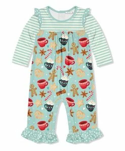 Brand new ✨ Little Millie Mint & Red Holiday Treats Ruffle-Trim Playsuit - Infant For Baby & Maternity ⭐