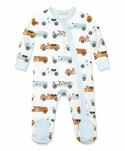 Flash Sale ⌛ Little Millie White & Light Blue Race Car Footie - Infant For Baby & Maternity 😉