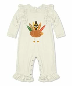 Budget ❤️ Little Millie Cream & Brown Turkey Ruffle-Trim Playsuit - Infant For Baby & Maternity 😉