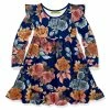 Coupon 🧨 Millie Loves Lily Navy Autumn Florals Ruffle Long-Sleeve A-Line 👗 Dress - Toddler & 👧 Girls For Kids 🌟
