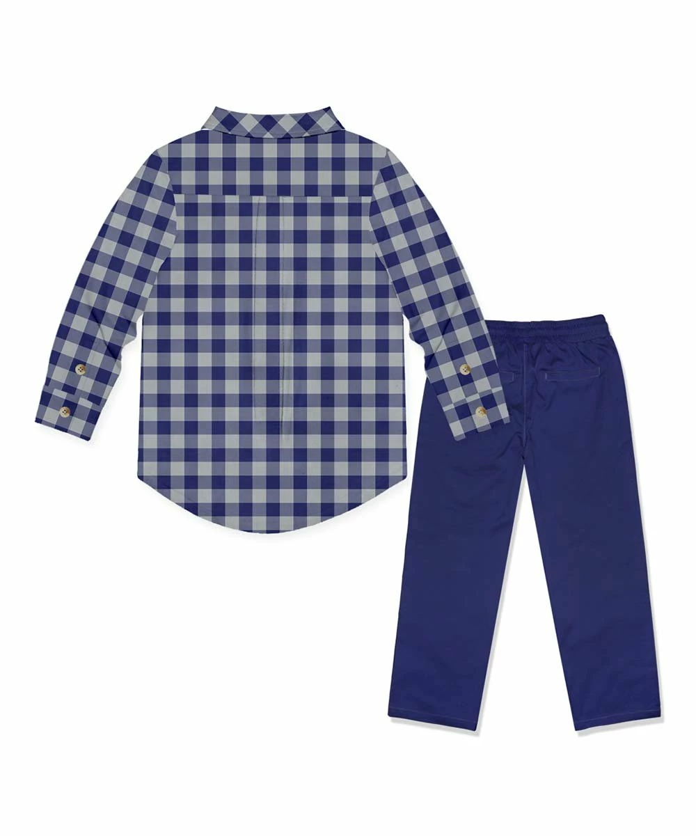 Brand new π Millie & Maxx Navy Gingham Button-Up & Navy Drawstring Straight-Leg Pants - Toddler For Kids βοΈ 2 Brand new π Millie & Maxx Navy Gingham Button-Up & Navy Drawstring Straight-Leg Pants - Toddler For Kids βοΈ - Image 2