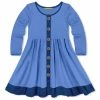Deals 🔥 Simply Millie By Millie Loves Lily Marina Blue & Navy Button-Up Long-Sleeve A-Line 👗 Dress - 👧 Girls For Kids 😉