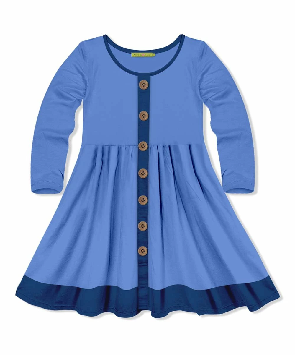 Deals π₯ Simply Millie By Millie Loves Lily Marina Blue & Navy Button-Up Long-Sleeve A-Line π Dress - π§ Girls For Kids π 1 Deals π₯ Simply Millie By Millie Loves Lily Marina Blue & Navy Button-Up Long-Sleeve A-Line π Dress - π§ Girls For Kids π