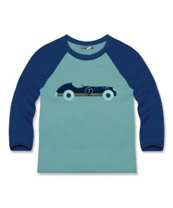 Best Sale 😀 Millie & Maxx Nile Blue Race Car Long-Sleeve Raglan Top - Boys For Kids 💯