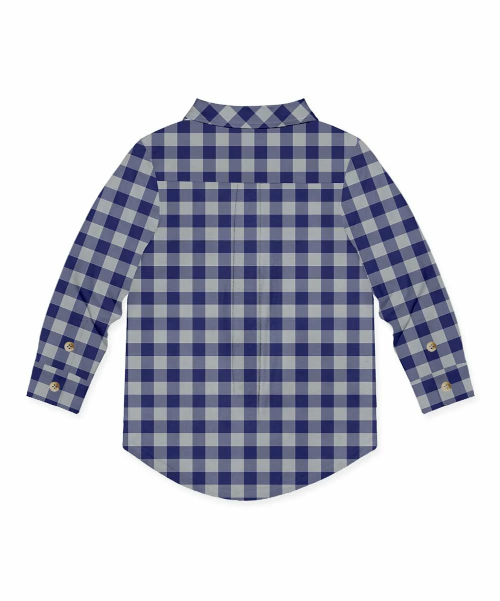 Best deal β€οΈ Millie & Maxx Navy & Gray Gingham Long-Sleeve Button-Up - Toddler For Kids π 2 Best deal β€οΈ Millie & Maxx Navy & Gray Gingham Long-Sleeve Button-Up - Toddler For Kids π - Image 2