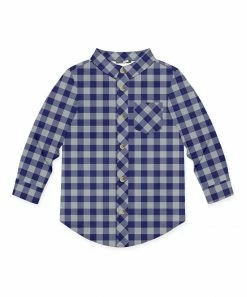 Best deal ❤️ Millie & Maxx Navy & Gray Gingham Long-Sleeve Button-Up - Toddler For Kids 👏
