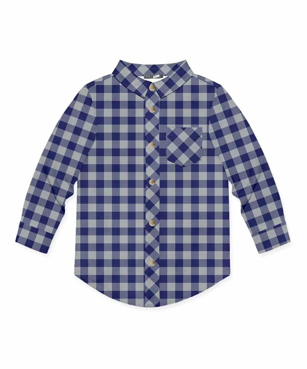 Best deal β€οΈ Millie & Maxx Navy & Gray Gingham Long-Sleeve Button-Up - Toddler For Kids π 1 Best deal β€οΈ Millie & Maxx Navy & Gray Gingham Long-Sleeve Button-Up - Toddler For Kids π