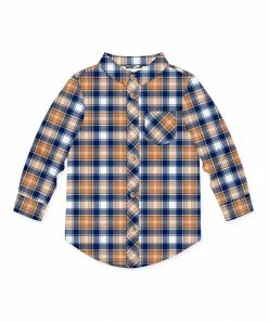 Cheapest ✔️ Millie & Maxx Navy & Rust Gingham Long-Sleeve Button-Up - Toddler & Boys For Kids 👍