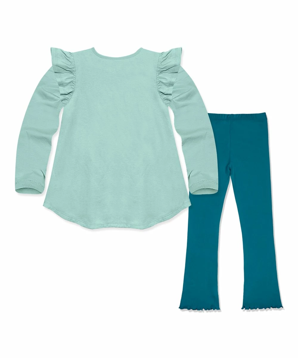 Discount π₯ Millie Loves Lily Mint Gingerbread Ruffle Hi-Low Top & Teal Flare Leggings - Infant For Kids π 3 Discount π₯ Millie Loves Lily Mint Gingerbread Ruffle Hi-Low Top & Teal Flare Leggings - Infant For Kids π - Image 3