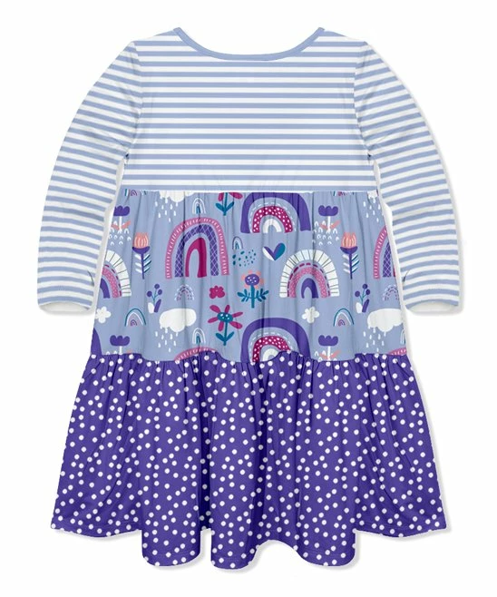 Promo π Millie Loves Lily White & Periwinkle Stripe Spring Rainbow Button-Front Tiered π Dress - Infant, Toddler & π§ Girls For Kids π― 3 Promo π Millie Loves Lily White & Periwinkle Stripe Spring Rainbow Button-Front Tiered π Dress - Infant, Toddler & π§ Girls For Kids π― - Image 3