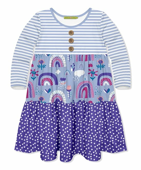 Promo π Millie Loves Lily White & Periwinkle Stripe Spring Rainbow Button-Front Tiered π Dress - Infant, Toddler & π§ Girls For Kids π― 1 Promo π Millie Loves Lily White & Periwinkle Stripe Spring Rainbow Button-Front Tiered π Dress - Infant, Toddler & π§ Girls For Kids π―