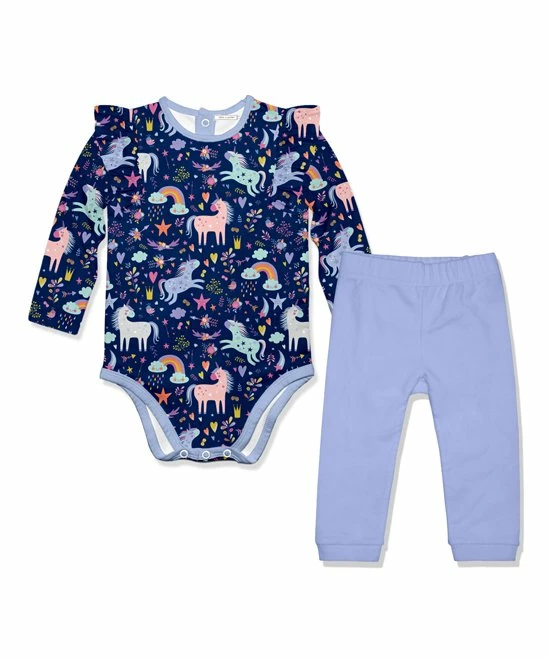 Best deal π€© Little Millie Navy Unicorn Playground Ruffle-Trim Bodysuit & Periwinkle Pants - Infant & Toddler For Kids β¨ 3 Best deal π€© Little Millie Navy Unicorn Playground Ruffle-Trim Bodysuit & Periwinkle Pants - Infant & Toddler For Kids β¨ - Image 3