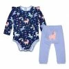 Best deal 🤩 Little Millie Navy Unicorn Playground Ruffle-Trim Bodysuit & Periwinkle Pants - Infant & Toddler For Kids ✨