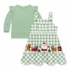Cheap 🥰 Little Millie Sage Snap Ruffle-Sleeve Top & Sage Gingham Santa Friends Jumper - Infant For Kids 👏