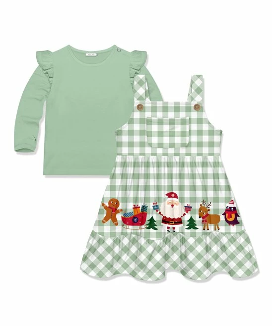 Cheap π₯° Little Millie Sage Snap Ruffle-Sleeve Top & Sage Gingham Santa Friends Jumper - Infant For Kids π 1 Cheap π₯° Little Millie Sage Snap Ruffle-Sleeve Top & Sage Gingham Santa Friends Jumper - Infant For Kids π